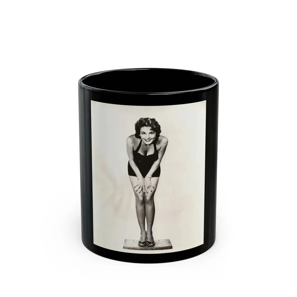 Allison Hayes #123 - Vintage 8x10 B&W Full Body Swimsuit Cheesecake Photo_2 (Vintage Female Icon) Black Coffee Mug 11oz - Go Mug Yourself