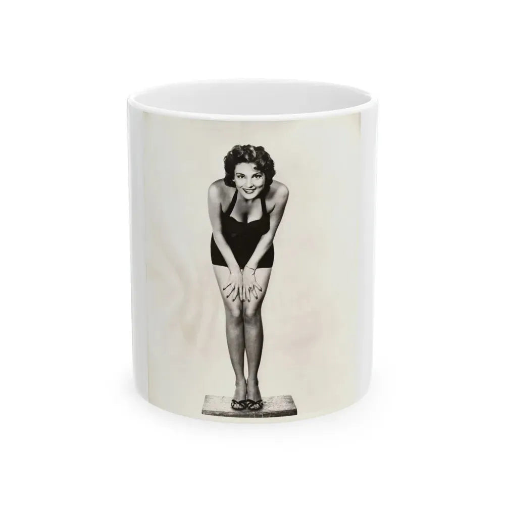 Allison Hayes #123 - Vintage 8x10 B&W Full Body Swimsuit Cheesecake Photo_2 (Vintage Female Icon) White Coffee Mug 11oz - Go Mug Yourself
