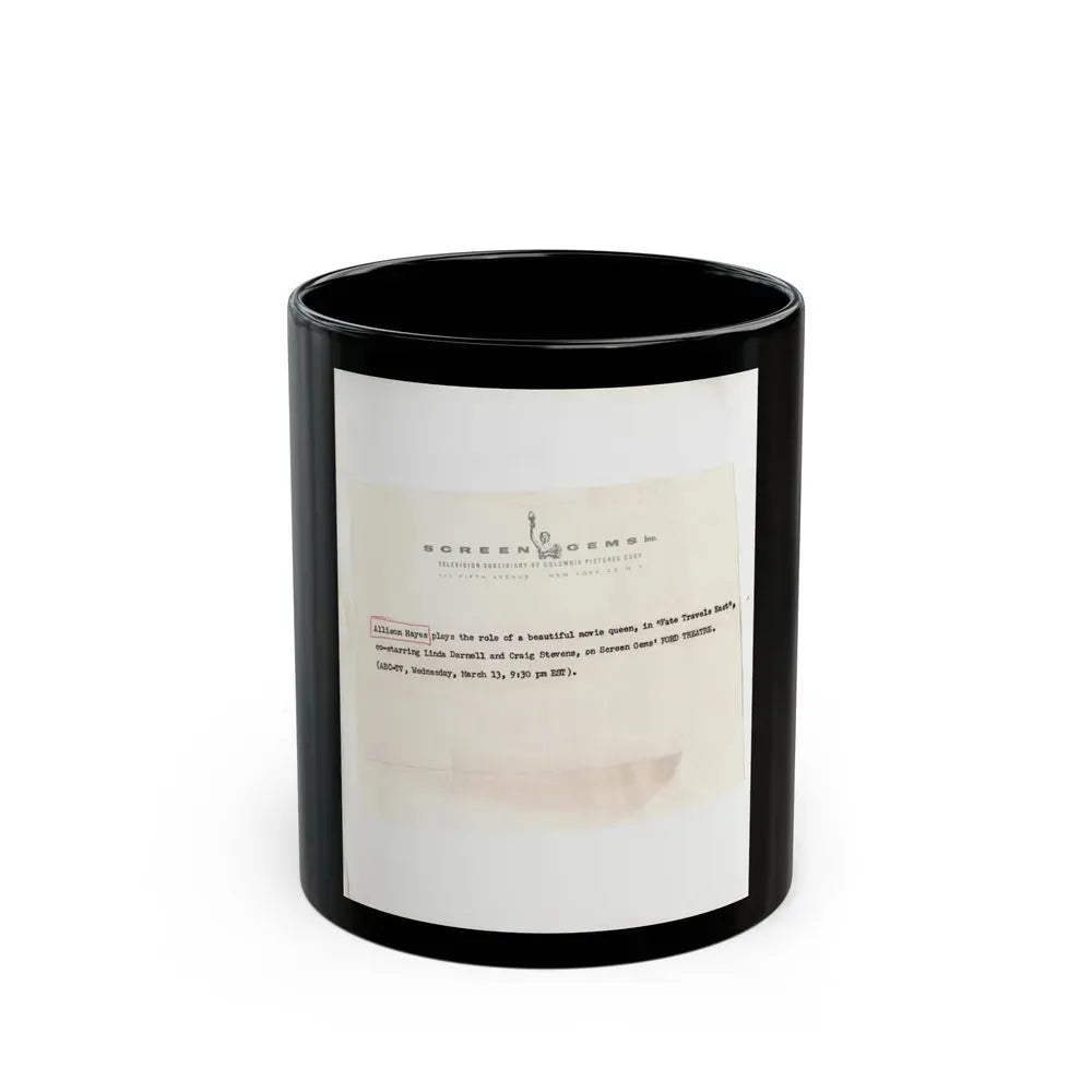 Allison Hayes #123 - Vintage 8x10 B&W Full Body Swimsuit Cheesecake Photo_3 (Vintage Female Icon) Black Coffee Mug 11oz - Go Mug Yourself