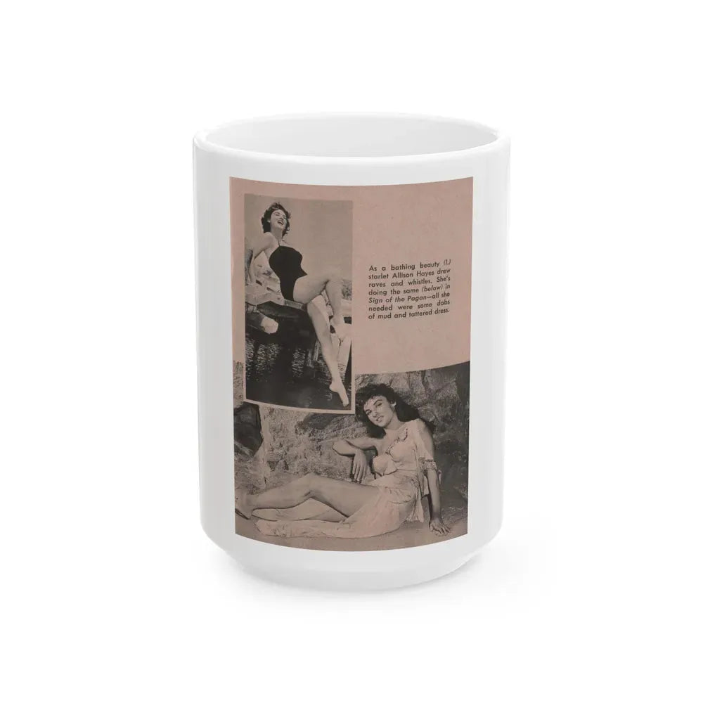 Allison Hayes #178 - 1 Page of 1 with, 2 B&W Photos & Caption from Bold Pocket Mag. Jan. '56 (Vintage Female Icon) White Coffee Mug 15oz - Go Mug Yourself