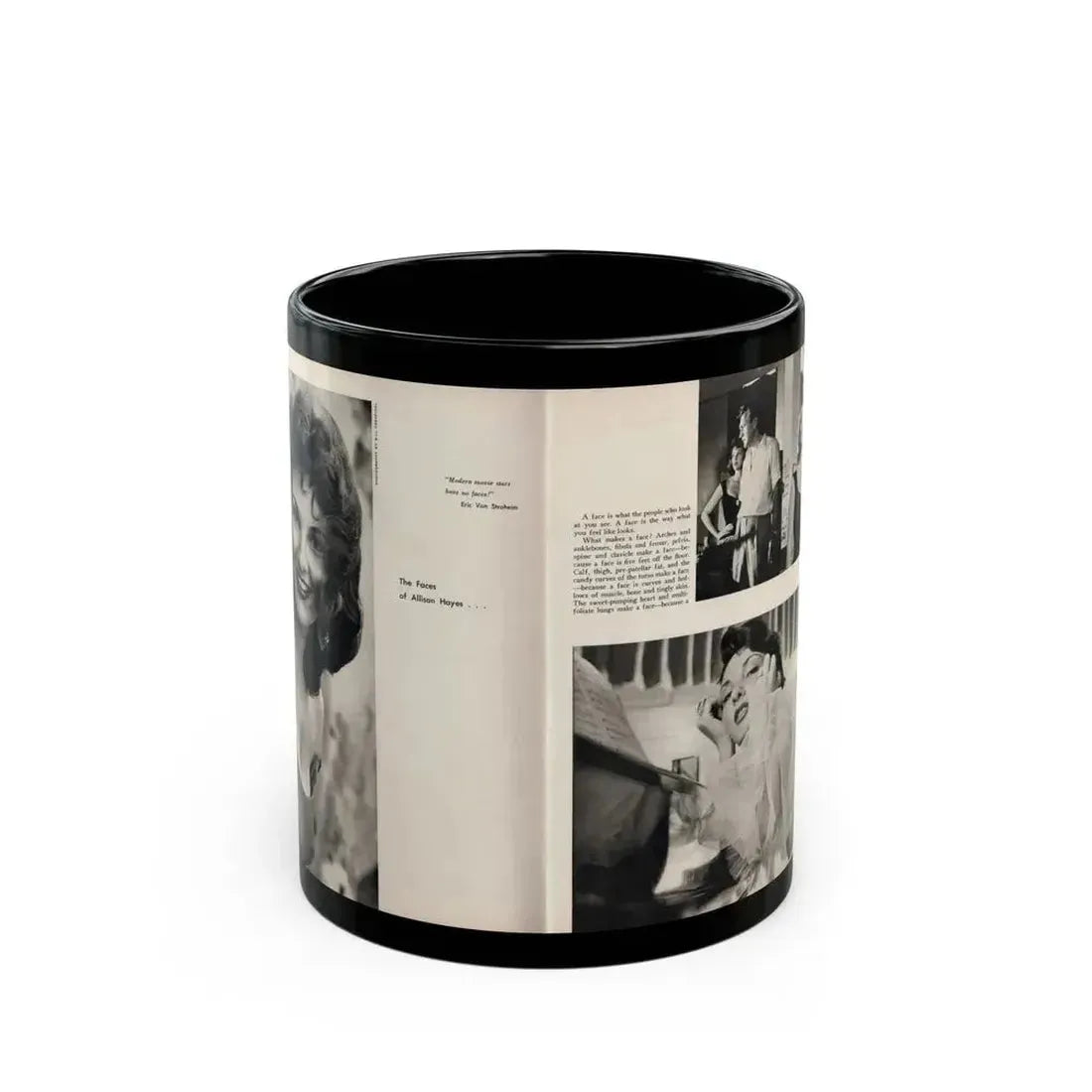 Allison Hayes #179 - Pages 1 & 2 of 5 with, 3 B&W Photos, Caption & Article from GenT Mag. Oct. '58 (Vintage Female Icon) Black Coffee Mug 11oz - Go Mug Yourself
