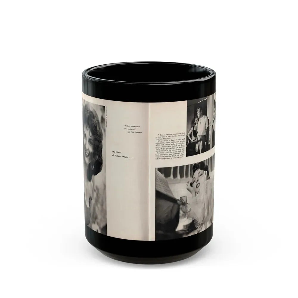 Allison Hayes #179 - Pages 1 & 2 of 5 with, 3 B&W Photos, Caption & Article from GenT Mag. Oct. '58 (Vintage Female Icon) Black Coffee Mug 15oz - Go Mug Yourself