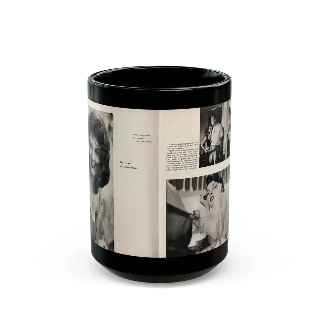 Allison Hayes #179 - Pages 1 & 2 of 5 with, 3 B&W Photos, Caption & Article from GenT Mag. Oct. '58 (Vintage Female Icon) Black Coffee Mug 15oz - Go Mug Yourself