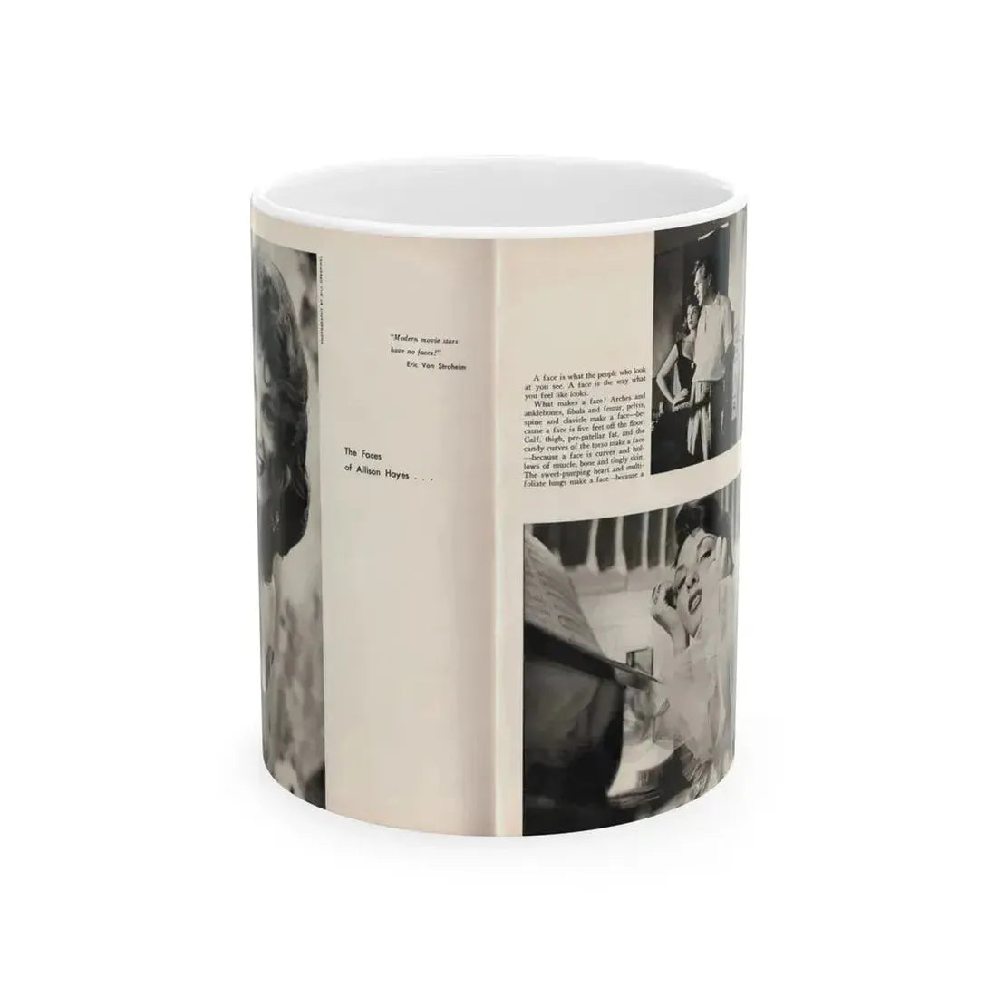 Allison Hayes #179 - Pages 1 & 2 of 5 with, 3 B&W Photos, Caption & Article from GenT Mag. Oct. '58 (Vintage Female Icon) White Coffee Mug 11oz - Go Mug Yourself
