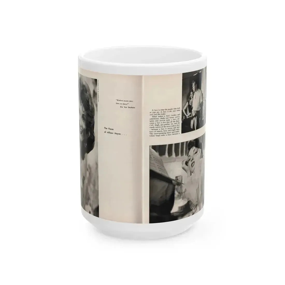Allison Hayes #179 - Pages 1 & 2 of 5 with, 3 B&W Photos, Caption & Article from GenT Mag. Oct. '58 (Vintage Female Icon) White Coffee Mug 15oz - Go Mug Yourself