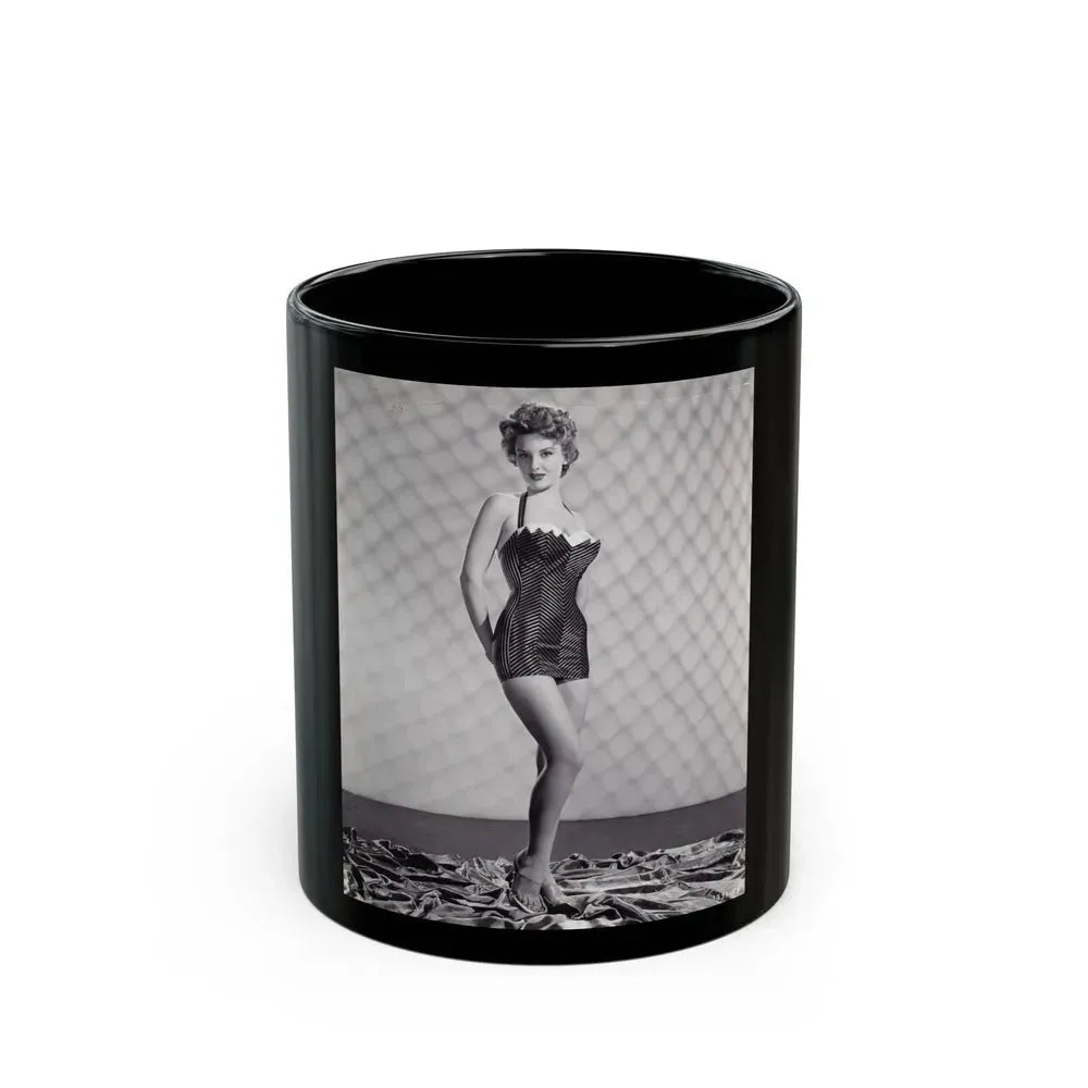 Allison Hayes #18 - B&W Full Body One Piece Swimsuit Cheesecake Pin-Up Photo (Vintage Female Icon) Black Coffee Mug 11oz - Go Mug Yourself