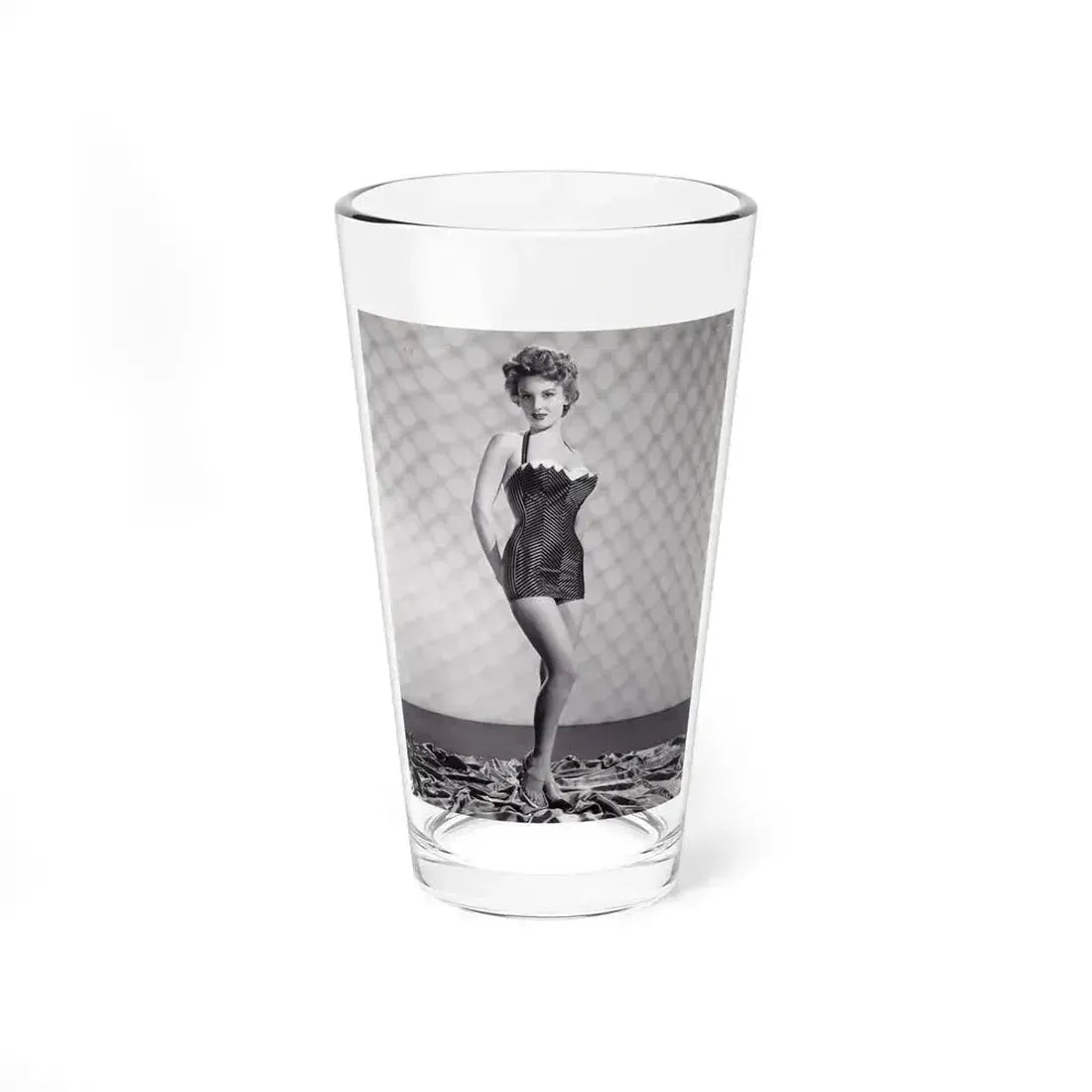 Allison Hayes #18 - B&W Full Body One Piece Swimsuit Cheesecake Pin-Up Photo (Vintage Female Icon) Pint Glass 16oz 16oz - Go Mug Yourself