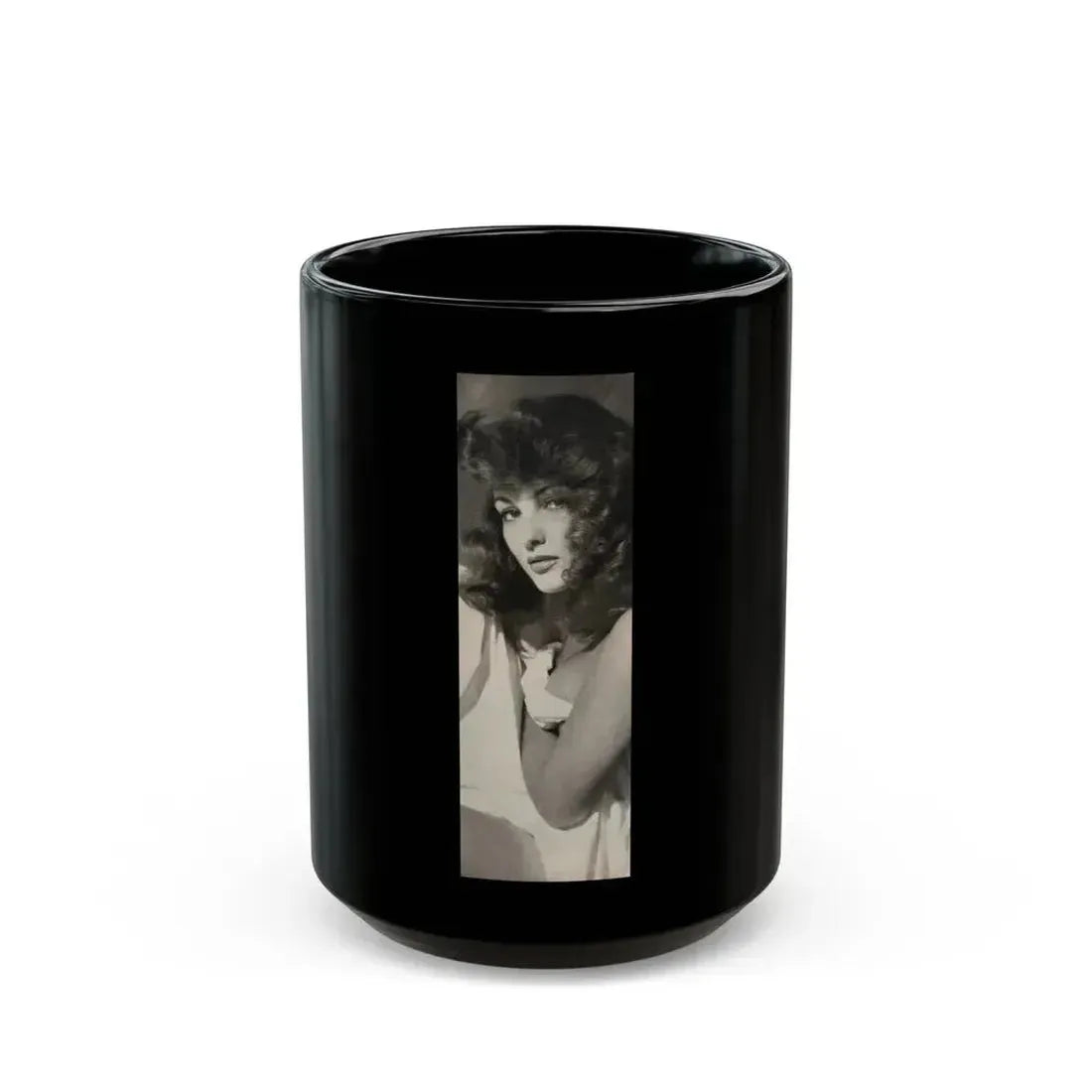 Allison Hayes #180 - 1 B&W Photo from GenT Magazine Oct. '58 Page 59 (Vintage Female Icon) Black Coffee Mug 15oz - Go Mug Yourself