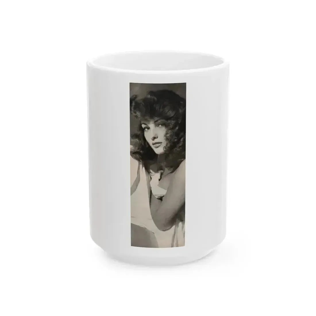 Allison Hayes #180 - 1 B&W Photo from GenT Magazine Oct. '58 Page 59 (Vintage Female Icon) White Coffee Mug 15oz - Go Mug Yourself