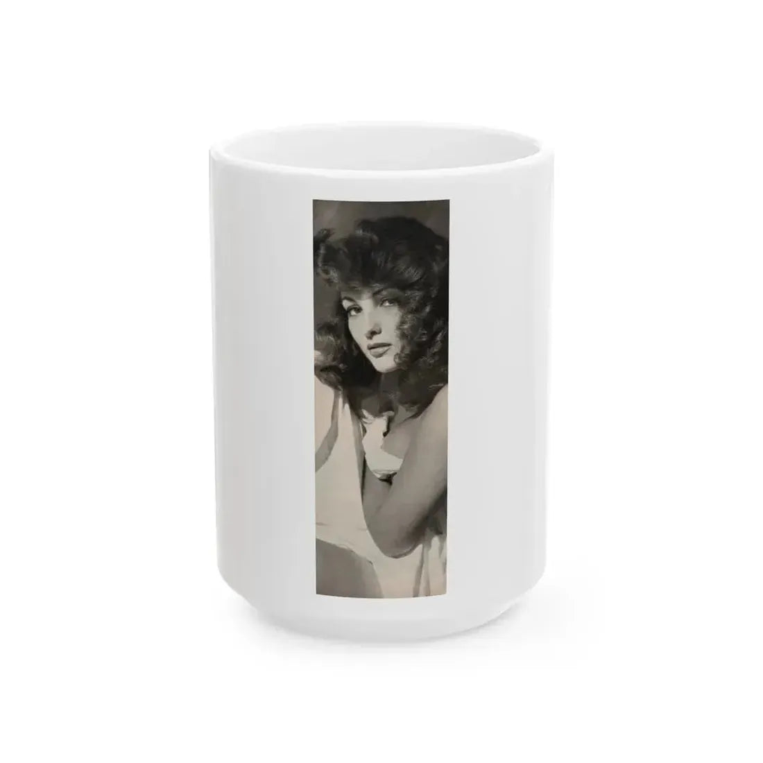 Allison Hayes #180 - 1 B&W Photo from GenT Magazine Oct. '58 Page 59 (Vintage Female Icon) White Coffee Mug 15oz - Go Mug Yourself