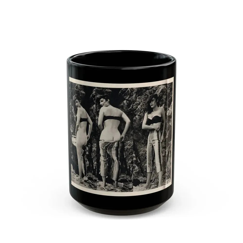 Allison Hayes #180 - 3 B&W Photos 2 have Bare butt from GenT Magazine Oct. '58 Page 58 (Vintage Female Icon) Black Coffee Mug 15oz - Go Mug Yourself