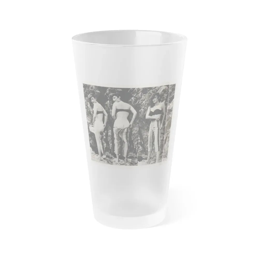 Allison Hayes #180 - 3 B&W Photos 2 have Bare butt from GenT Magazine Oct. '58 Page 58 (Vintage Female Icon) Frosted Pint Glass 16oz 16oz Frosted - Go Mug Yourself