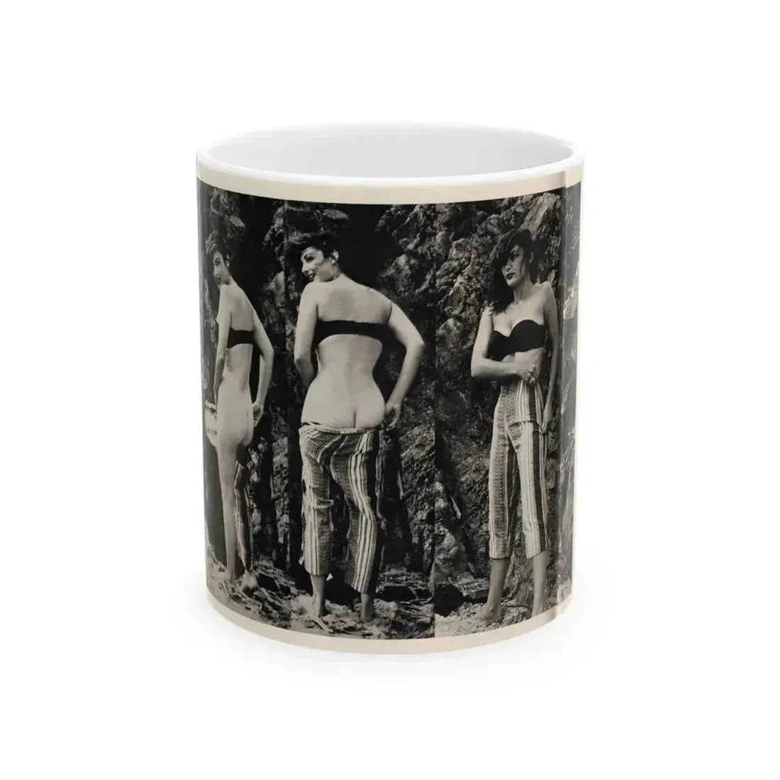 Allison Hayes #180 - 3 B&W Photos 2 have Bare butt from GenT Magazine Oct. '58 Page 58 (Vintage Female Icon) White Coffee Mug 11oz - Go Mug Yourself