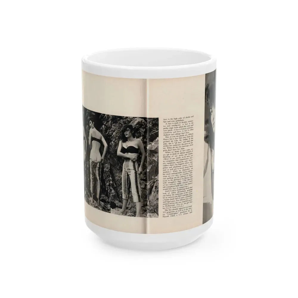 Allison Hayes #180 - Pages 3 & 4 of 5 with, 2 B&W Photos & Article Continued from GenT Mag. Oct. '58 (Vintage Female Icon) White Coffee Mug 15oz - Go Mug Yourself