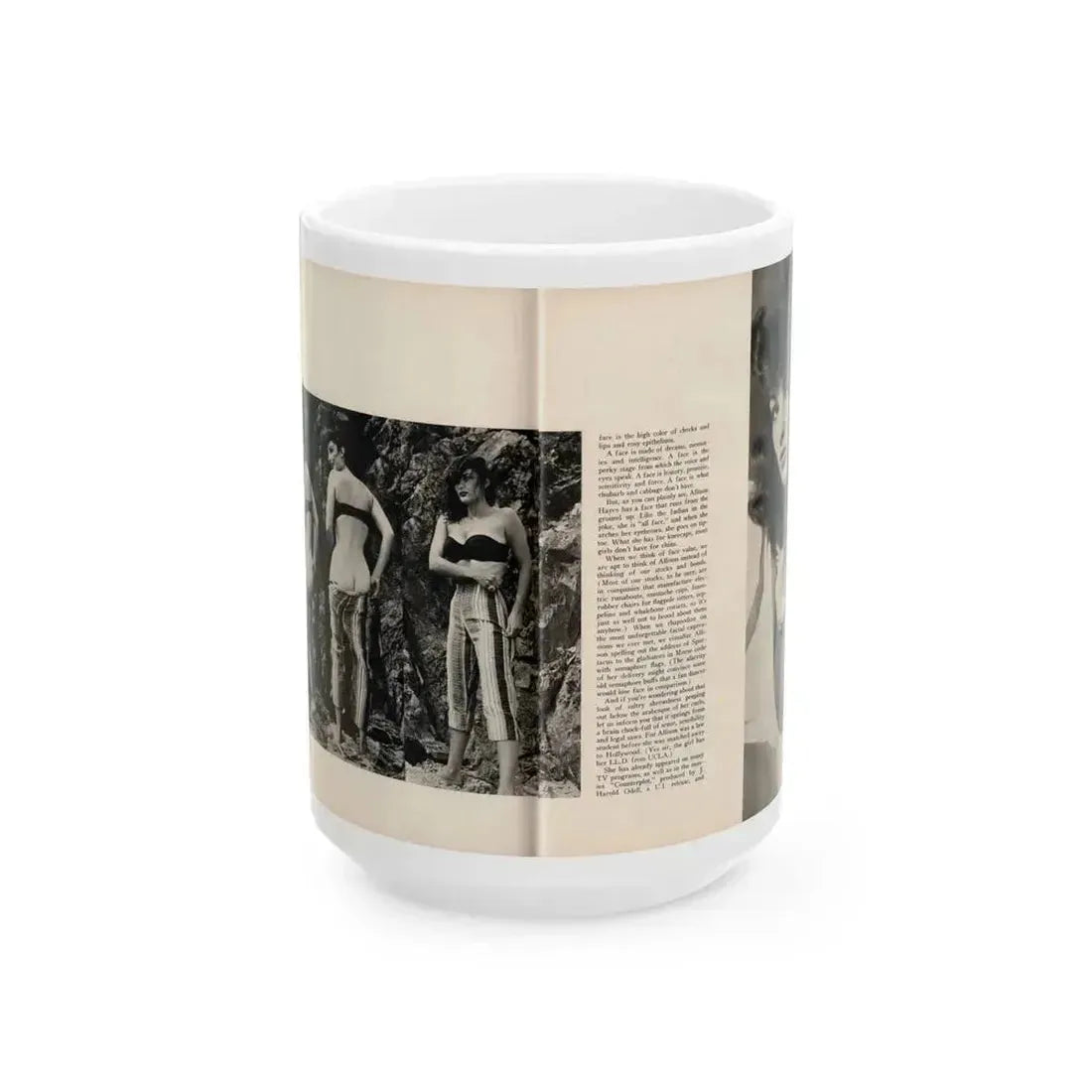 Allison Hayes #180 - Pages 3 & 4 of 5 with, 2 B&W Photos & Article Continued from GenT Mag. Oct. '58 (Vintage Female Icon) White Coffee Mug 15oz - Go Mug Yourself