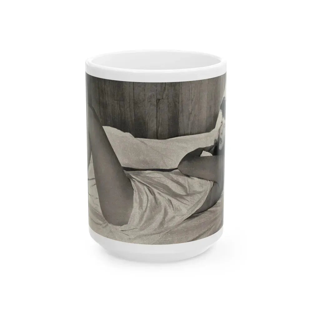 Allison Hayes #181- 1 B&W from GenT Magazine Oct. '58 Page 58 (Vintage Female Icon) White Coffee Mug 15oz - Go Mug Yourself