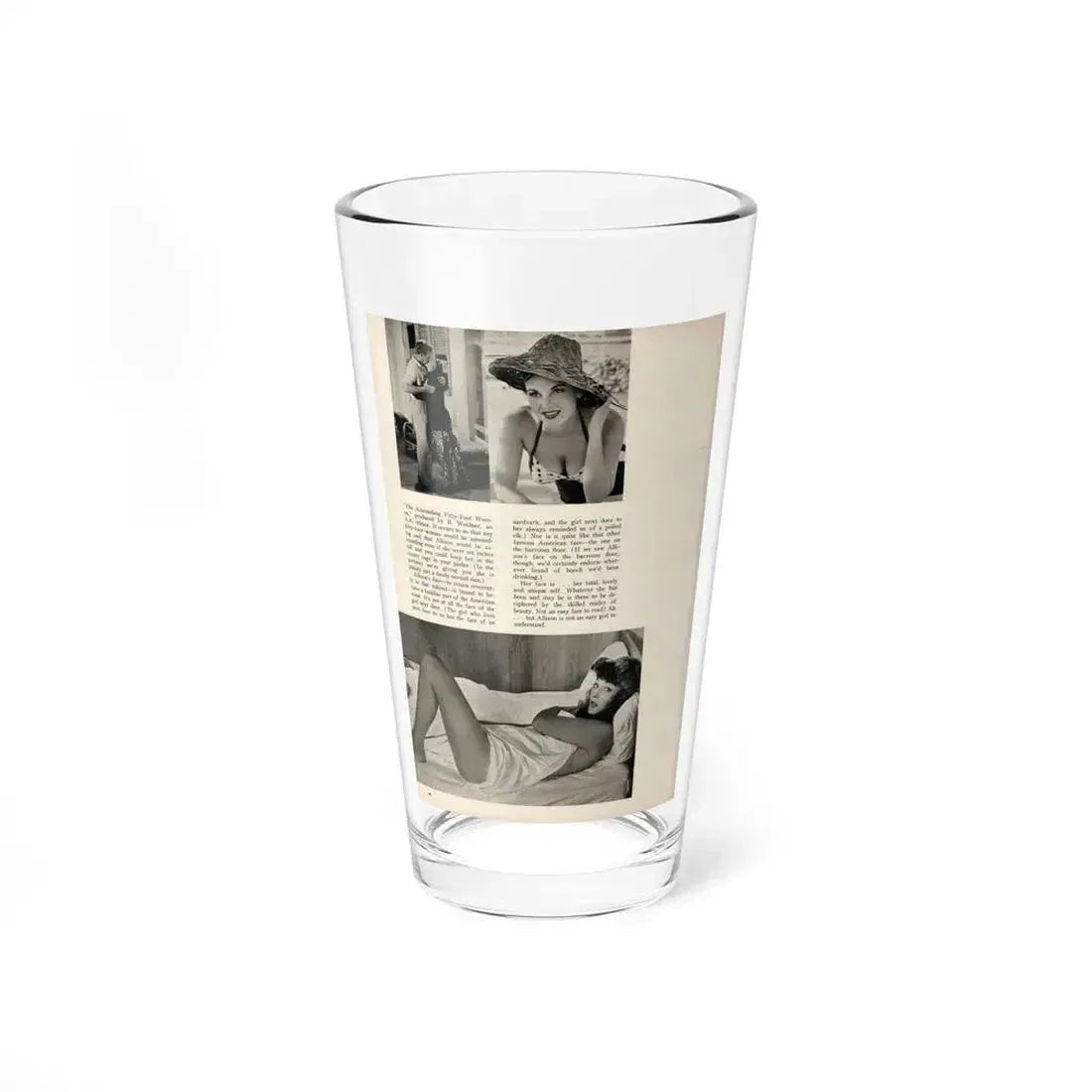 Allison Hayes #181 - Pages 5 of 5 with, 3 B&W Photos & End of Article from GenT Mag. Oct. '58 (Vintage Female Icon) Pint Glass 16oz 16oz - Go Mug Yourself