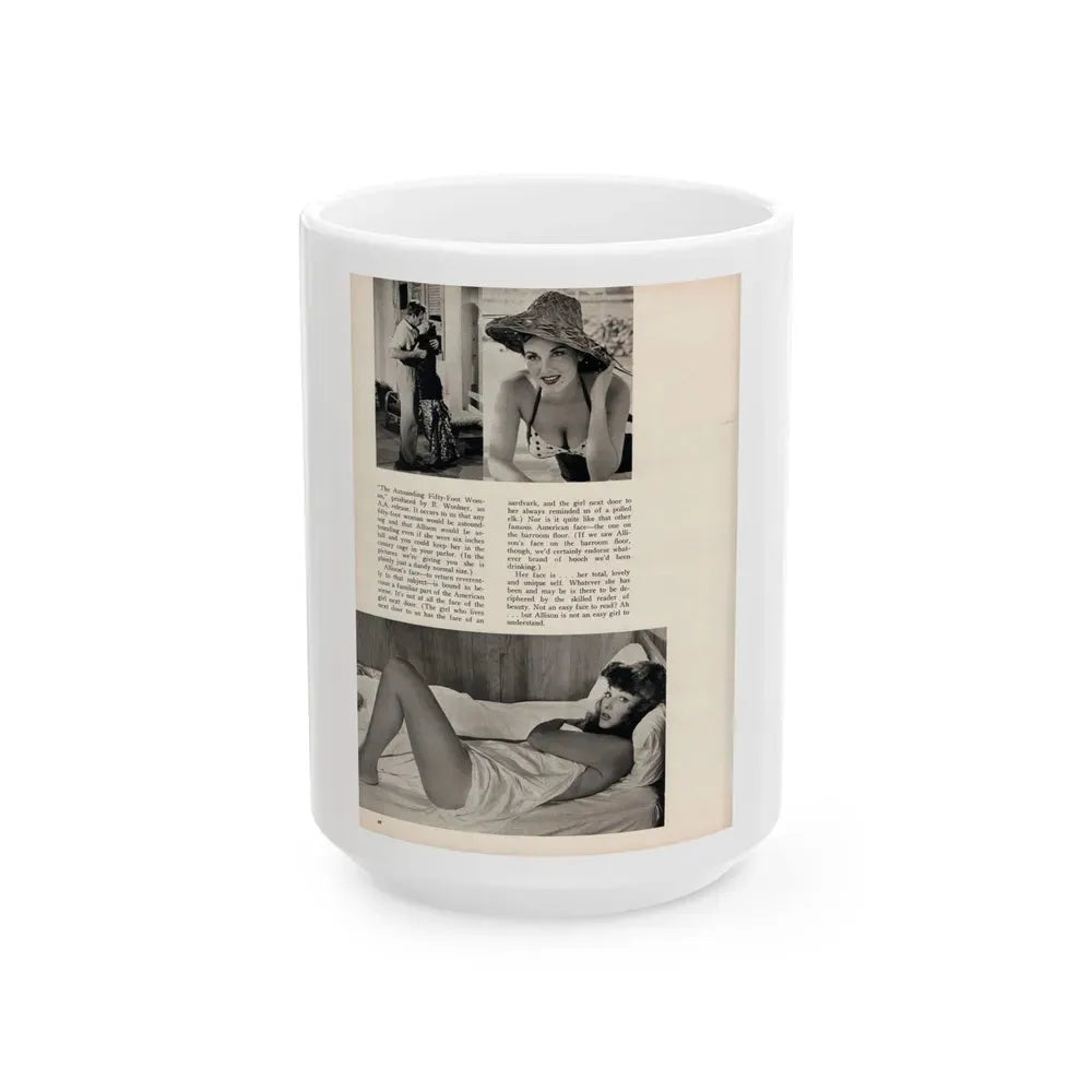 Allison Hayes #181 - Pages 5 of 5 with, 3 B&W Photos & End of Article from GenT Mag. Oct. '58 (Vintage Female Icon) White Coffee Mug 15oz - Go Mug Yourself
