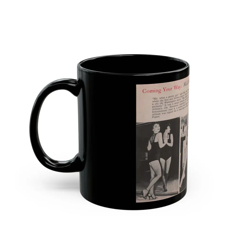 Allison Hayes #185 - Pages 1 & 2 of 2 with, 3 B&W Photos, Short Article & Caption from Tempo Pocket Mag. 10-25-54 (Vintage Female Icon) Black Coffee Mug - Go Mug Yourself