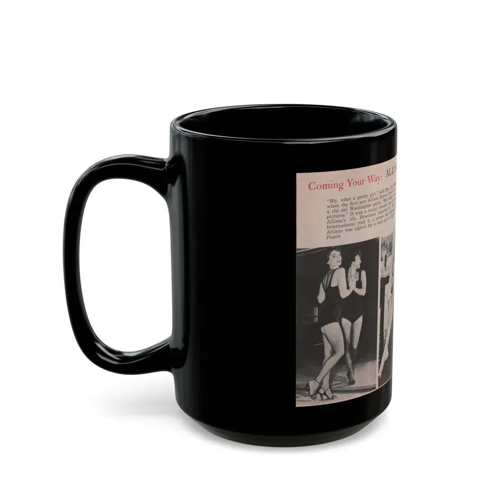 Allison Hayes #185 - Pages 1 & 2 of 2 with, 3 B&W Photos, Short Article & Caption from Tempo Pocket Mag. 10-25-54 (Vintage Female Icon) Black Coffee Mug - Go Mug Yourself