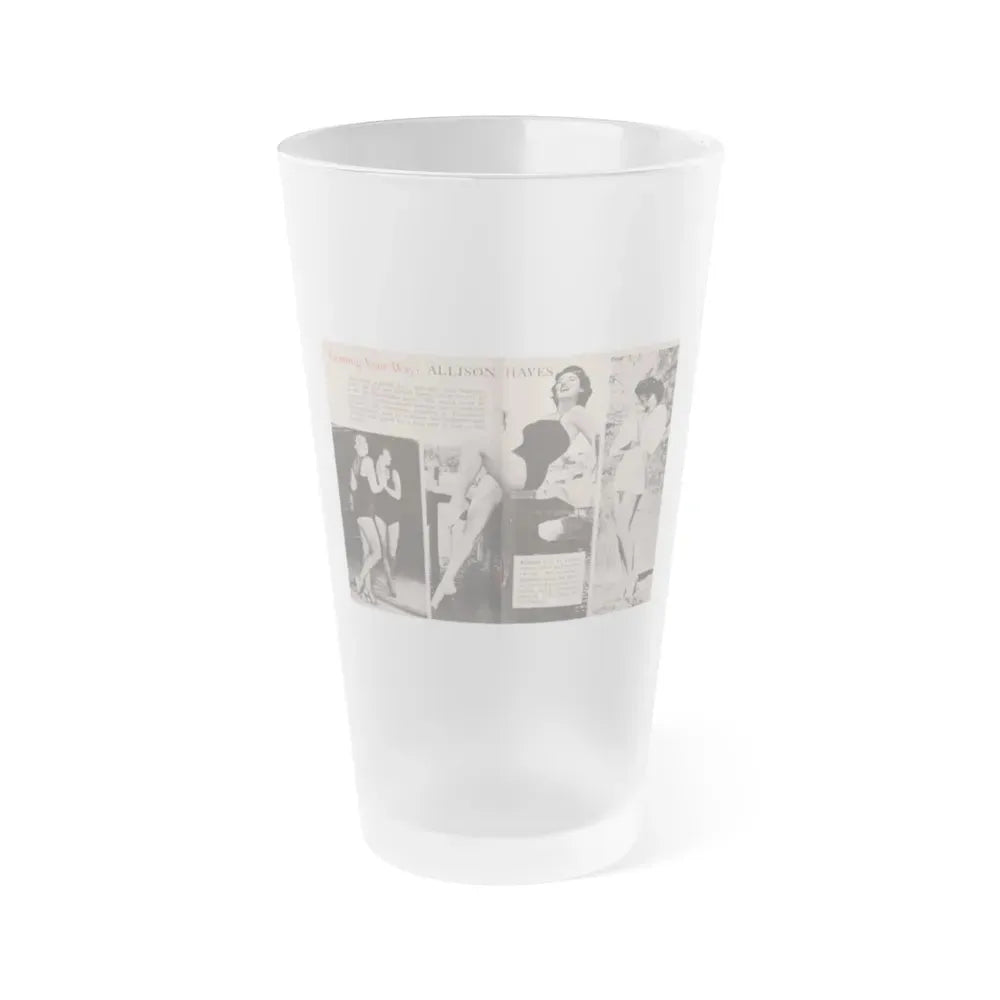Allison Hayes #185 - Pages 1 & 2 of 2 with, 3 B&W Photos, Short Article & Caption from Tempo Pocket Mag. 10-25-54 (Vintage Female Icon) Frosted Pint Glass 16oz 16oz Frosted - Go Mug Yourself