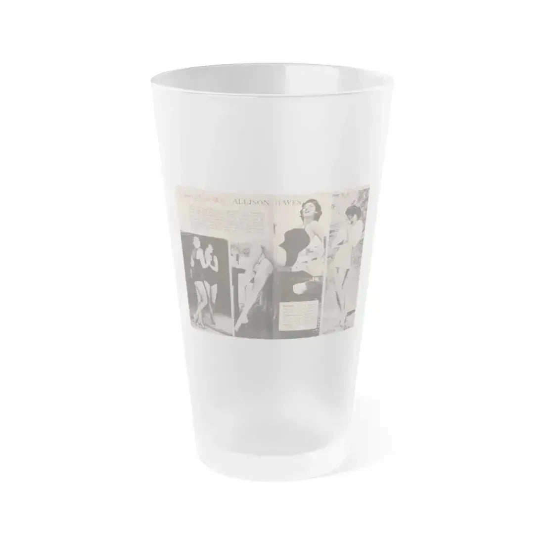 Allison Hayes #185 - Pages 1 & 2 of 2 with, 3 B&W Photos, Short Article & Caption from Tempo Pocket Mag. 10-25-54 (Vintage Female Icon) Frosted Pint Glass 16oz 16oz Frosted - Go Mug Yourself