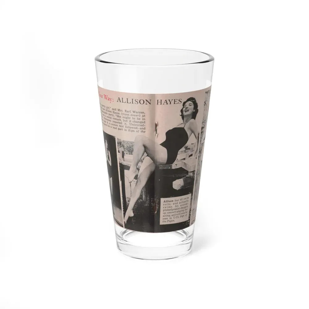 Allison Hayes #185 - Pages 1 & 2 of 2 with, 3 B&W Photos, Short Article & Caption from Tempo Pocket Mag. 10-25-54 (Vintage Female Icon) Pint Glass 16oz 16oz - Go Mug Yourself