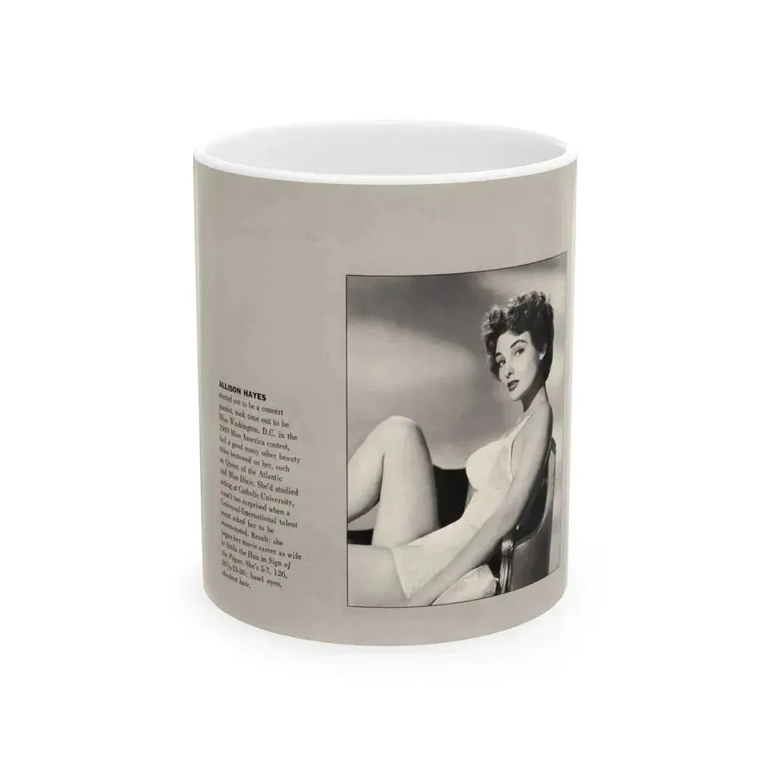 Allison Hayes #192 - Modern Screen Pin-Ups Mag. Issue #1 (Vintage Female Icon) White Coffee Mug 11oz - Go Mug Yourself