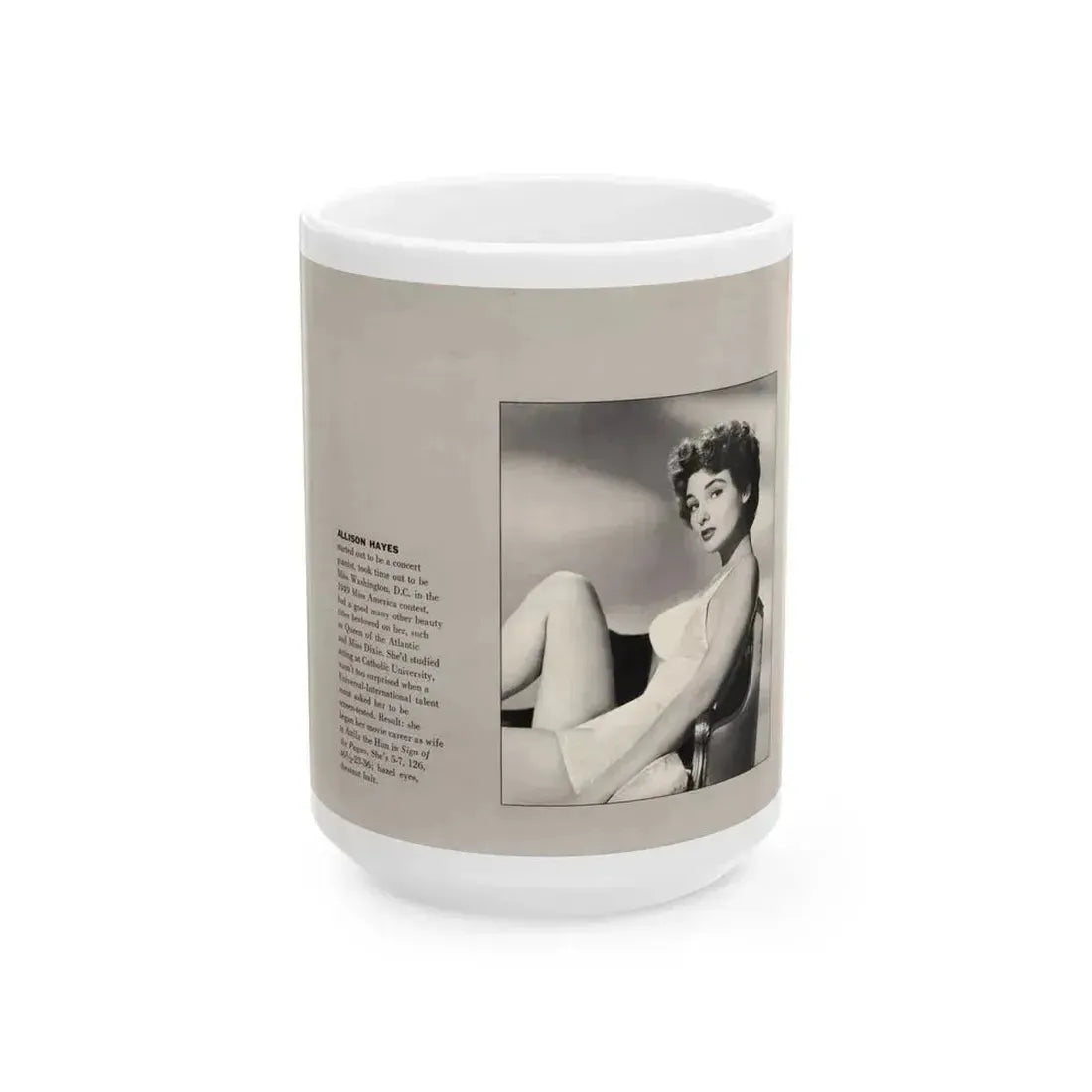 Allison Hayes #192 - Modern Screen Pin-Ups Mag. Issue #1 (Vintage Female Icon) White Coffee Mug 15oz - Go Mug Yourself