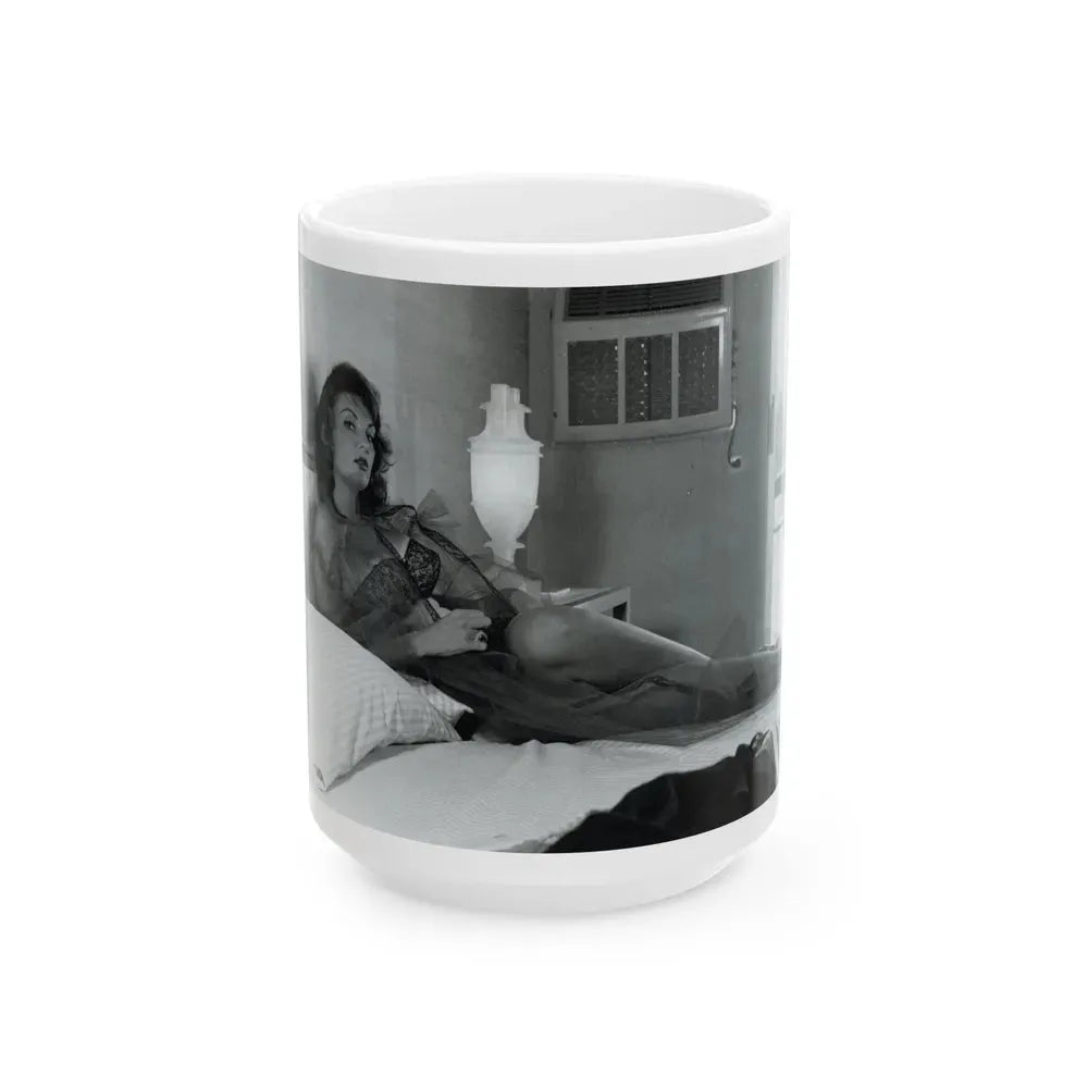Allison Hayes #206 - Pages 8 with 1 B&W Photo & Article from Femmes Fatales Of The 1950's_1 (Vintage Female Icon) White Coffee Mug 15oz - Go Mug Yourself