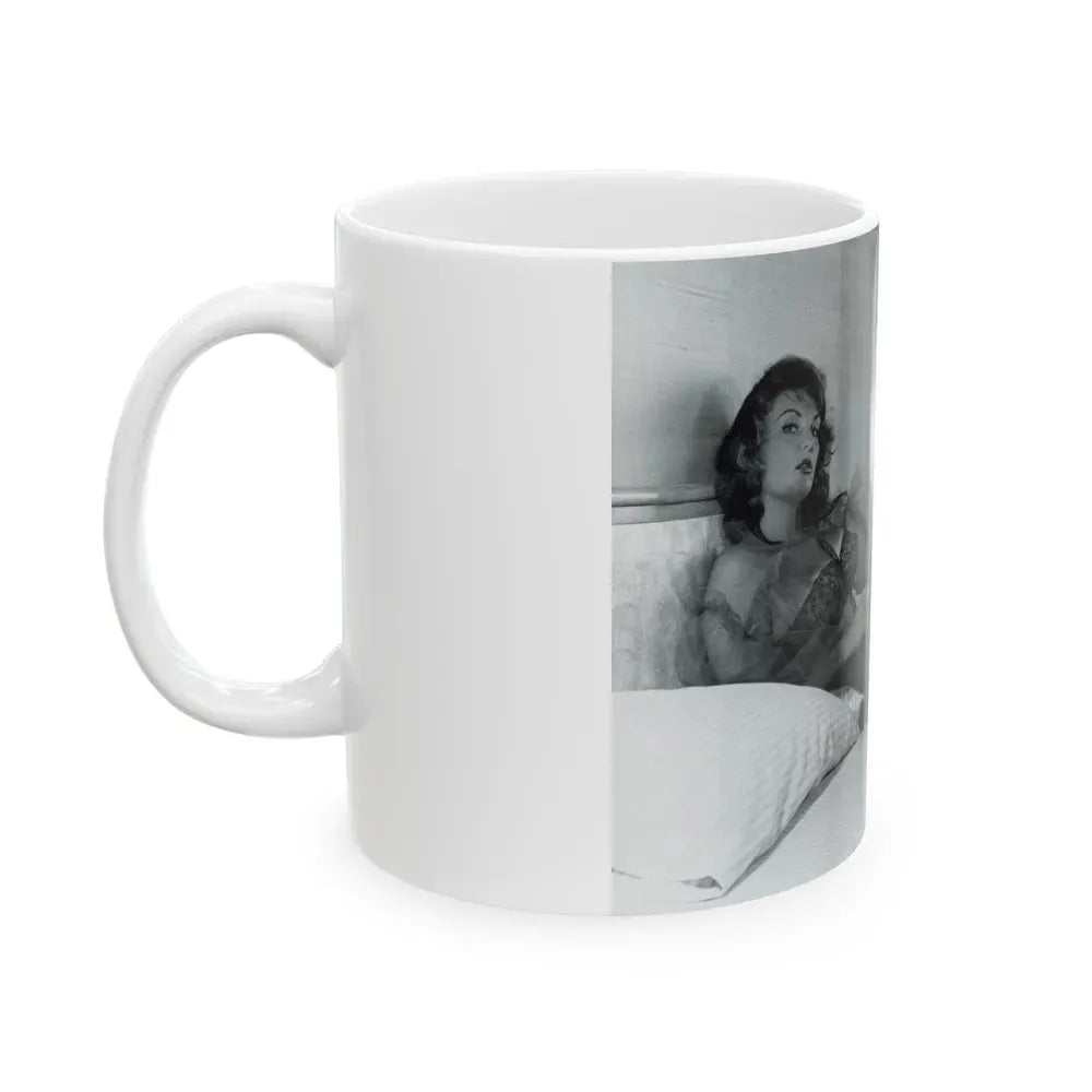 Allison Hayes #206 - Pages 8 with 1 B&W Photo & Article from Femmes Fatales Of The 1950's_1 (Vintage Female Icon) White Coffee Mug - Go Mug Yourself
