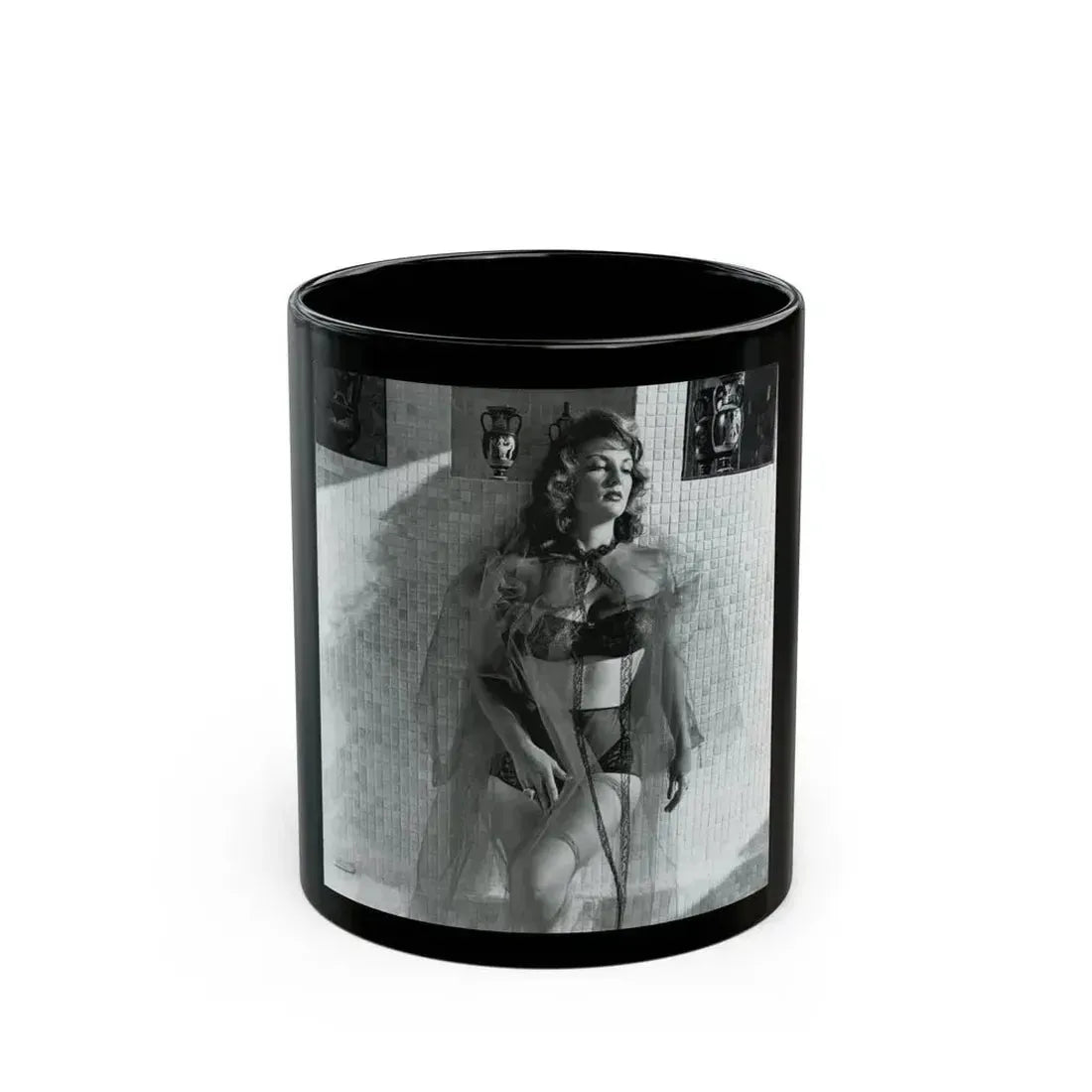 Allison Hayes #207 - Pages 9 with 1 B&W Photo from Femmes Fatales Of The 1950's (Vintage Female Icon) Black Coffee Mug 11oz - Go Mug Yourself