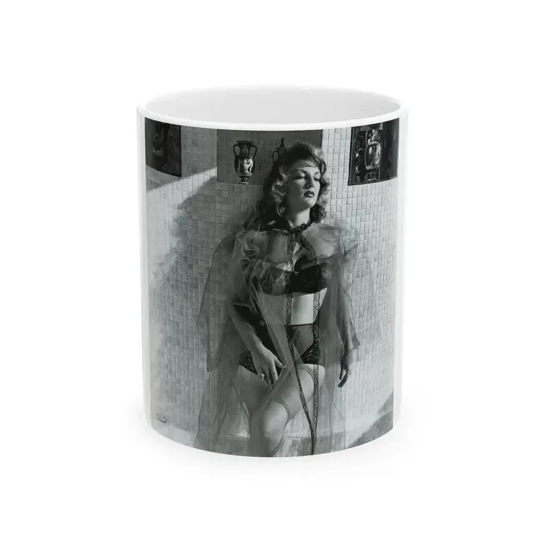 Allison Hayes #207 - Pages 9 with 1 B&W Photo from Femmes Fatales Of The 1950's (Vintage Female Icon) White Coffee Mug 11oz - Go Mug Yourself