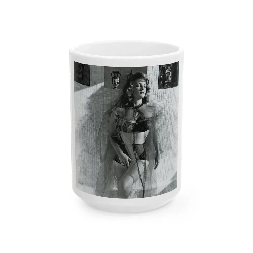 Allison Hayes #207 - Pages 9 with 1 B&W Photo from Femmes Fatales Of The 1950's (Vintage Female Icon) White Coffee Mug 15oz - Go Mug Yourself