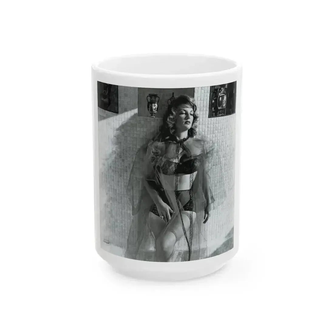 Allison Hayes #207 - Pages 9 with 1 B&W Photo from Femmes Fatales Of The 1950's (Vintage Female Icon) White Coffee Mug 15oz - Go Mug Yourself