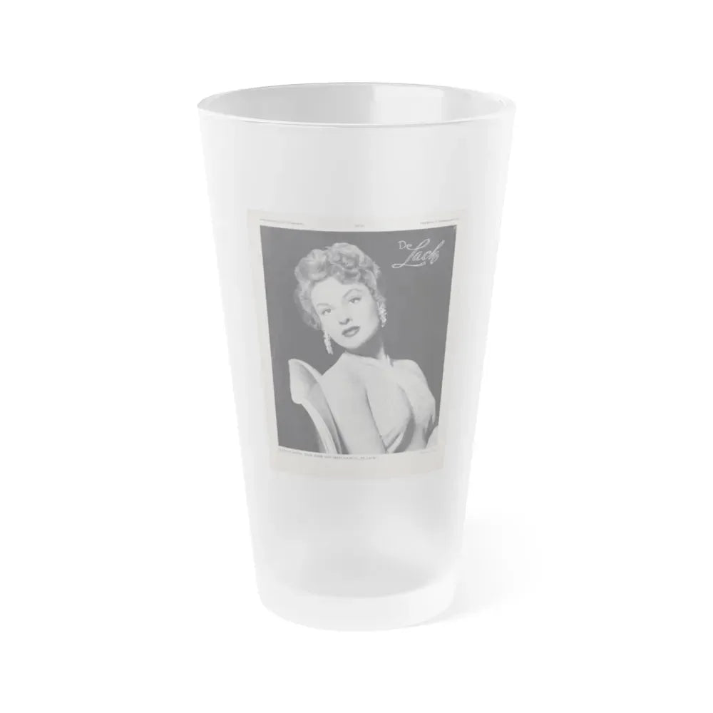 Allison Hayes #220 - 1 Full Large B&W Glamour Portrait on Page from DE LACH Dutch Film Star Mag. 2-17-56 (Vintage Female Icon) Frosted Pint Glass 16oz 16oz Frosted - Go Mug Yourself
