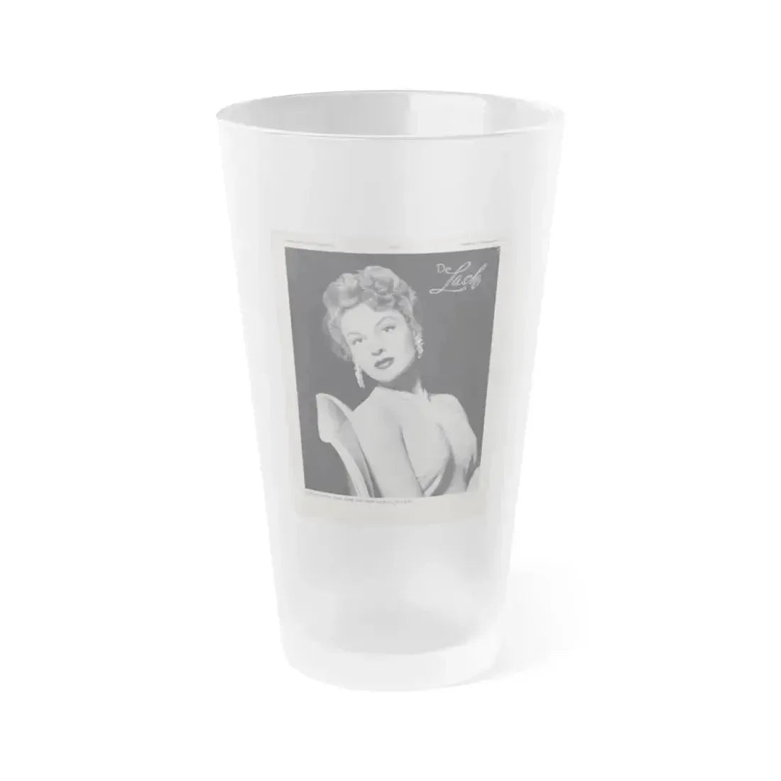 Allison Hayes #220 - 1 Full Large B&W Glamour Portrait on Page from DE LACH Dutch Film Star Mag. 2-17-56 (Vintage Female Icon) Frosted Pint Glass 16oz 16oz Frosted - Go Mug Yourself