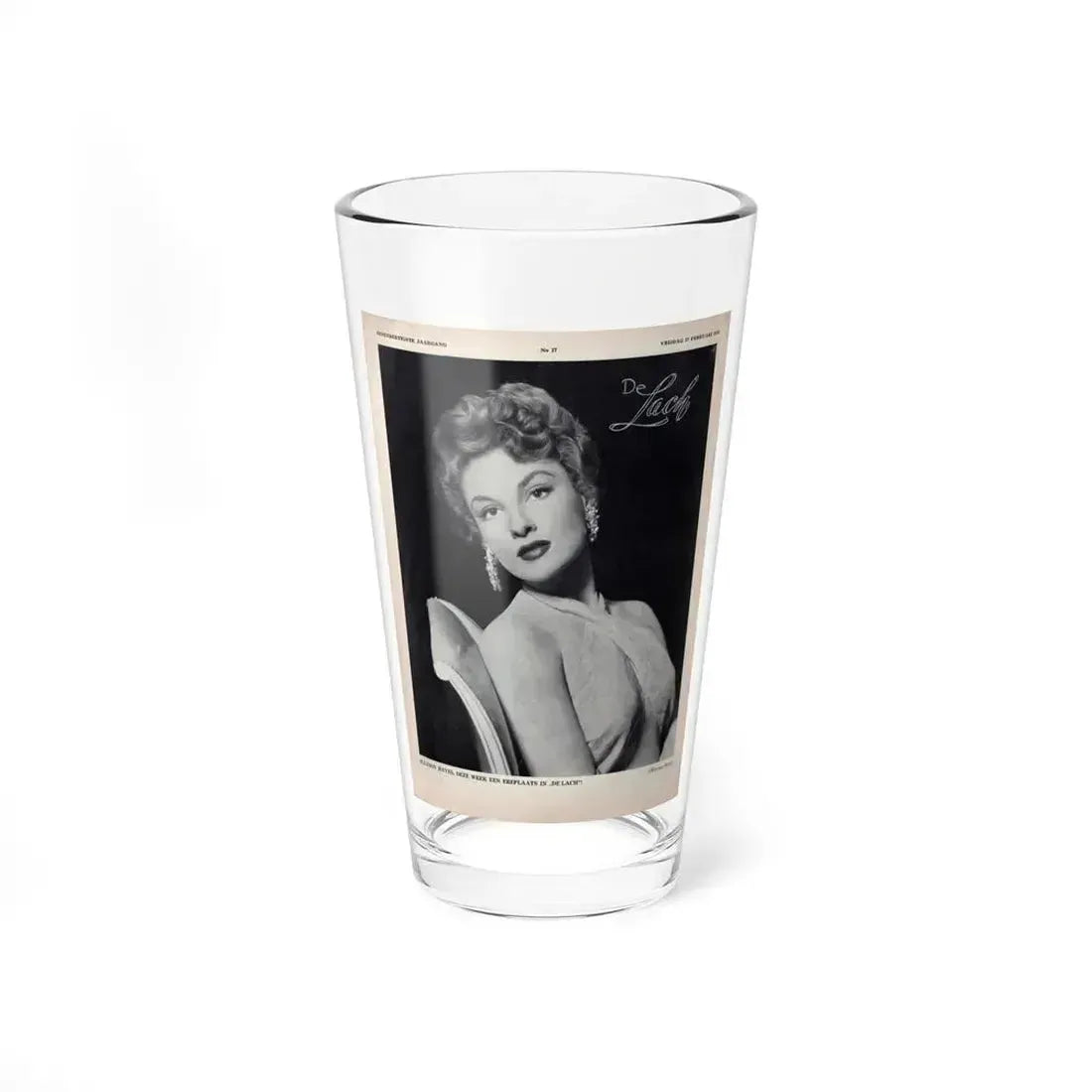 Allison Hayes #220 - 1 Full Large B&W Glamour Portrait on Page from DE LACH Dutch Film Star Mag. 2-17-56 (Vintage Female Icon) Pint Glass 16oz 16oz - Go Mug Yourself