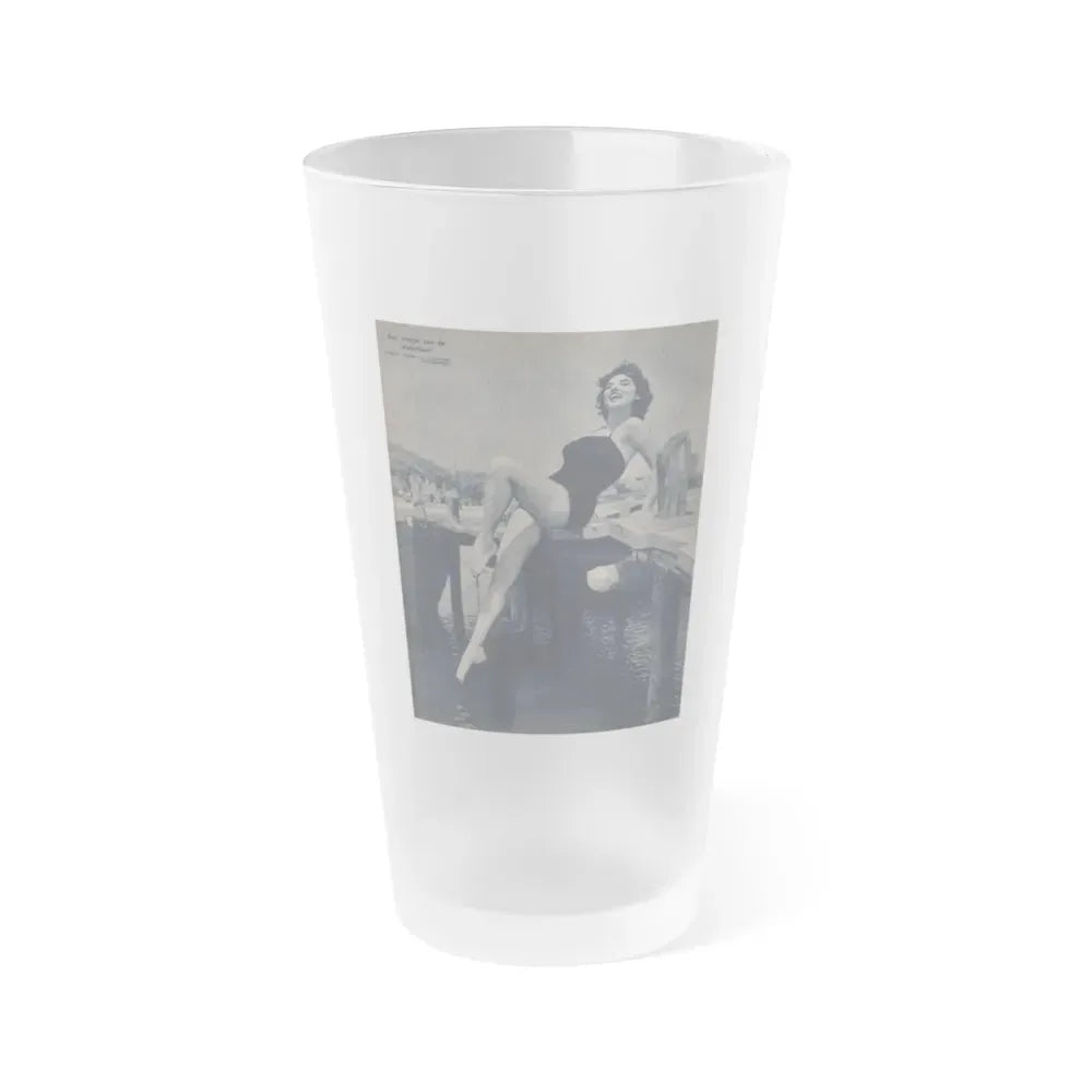 Allison Hayes #221 - 1 Full Page B&W Cheesecake Pin-Up Photo from Piccolo Dutch Movie Star Mag. 12-19-54 (Vintage Female Icon) Frosted Pint Glass 16oz 16oz Frosted - Go Mug Yourself