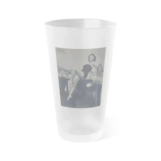 Allison Hayes #221 - 1 Full Page B&W Cheesecake Pin-Up Photo from Piccolo Dutch Movie Star Mag. 12-19-54 (Vintage Female Icon) Frosted Pint Glass 16oz 16oz Frosted - Go Mug Yourself