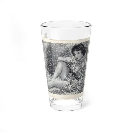 Allison Hayes #225 - Pages  &  Pages 1 & 2 of 2 with, Allison 1 Full Body B&W Glamour Photo from SPOT ON April '54 Pocket Magazine (Vintage Female Icon) Pint Glass 16oz 16oz - Go Mug Yourself