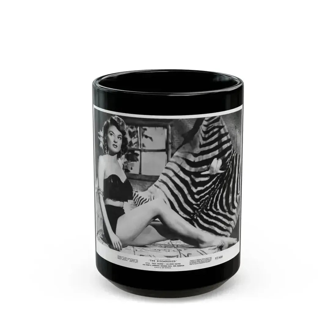 Allison Hayes #31 - Full Body B&W 8x10 HQ Photo Re-Print for ''The Disembodied' '57 Cheesecake Pin-Up Promo Pic (Vintage Female Icon) Black Coffee Mug 15oz - Go Mug Yourself