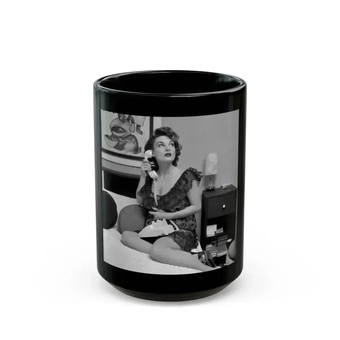 Allison Hayes #75 (Vintage Female Icon) Black Coffee Mug 15oz - Go Mug Yourself
