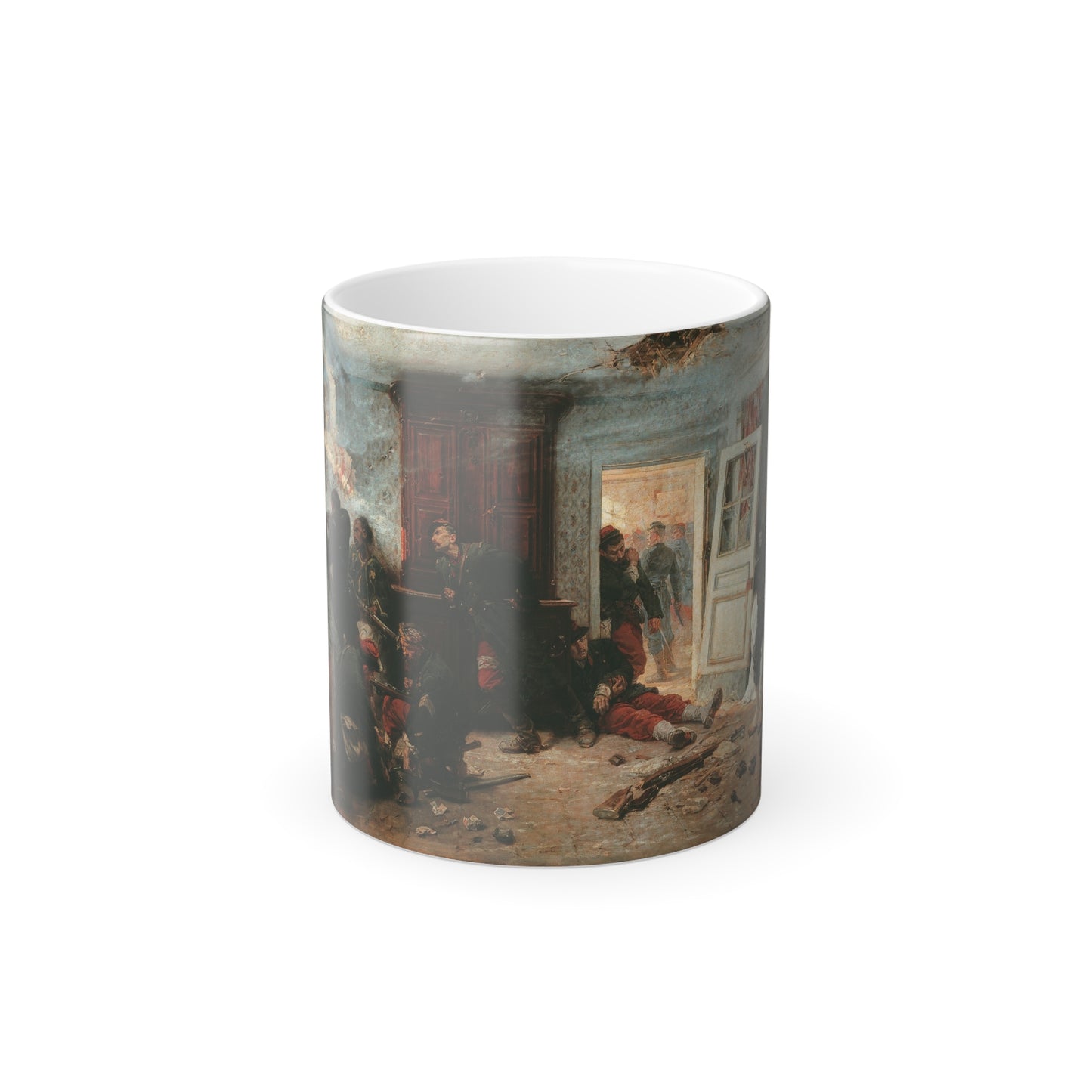 Alphonse Marie De Neuville (1835-1885) The Last Cartridges - French snipers ambush Bavarian troops, hid-0 - Color Changing Mug 11oz-11oz-Go Mug Yourself