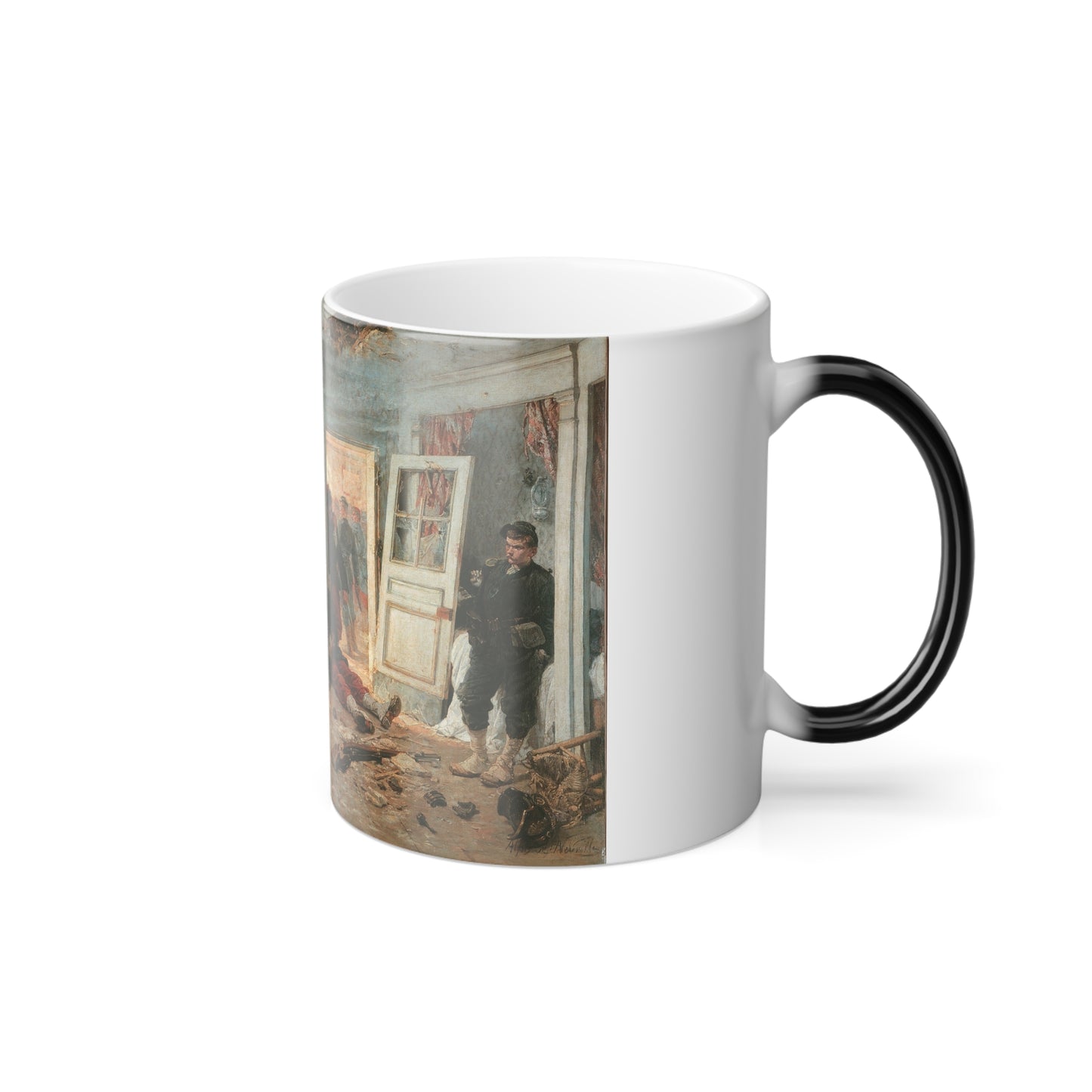 Alphonse Marie De Neuville (1835-1885) The Last Cartridges - French snipers ambush Bavarian troops, hid-0 - Color Changing Mug 11oz-Go Mug Yourself