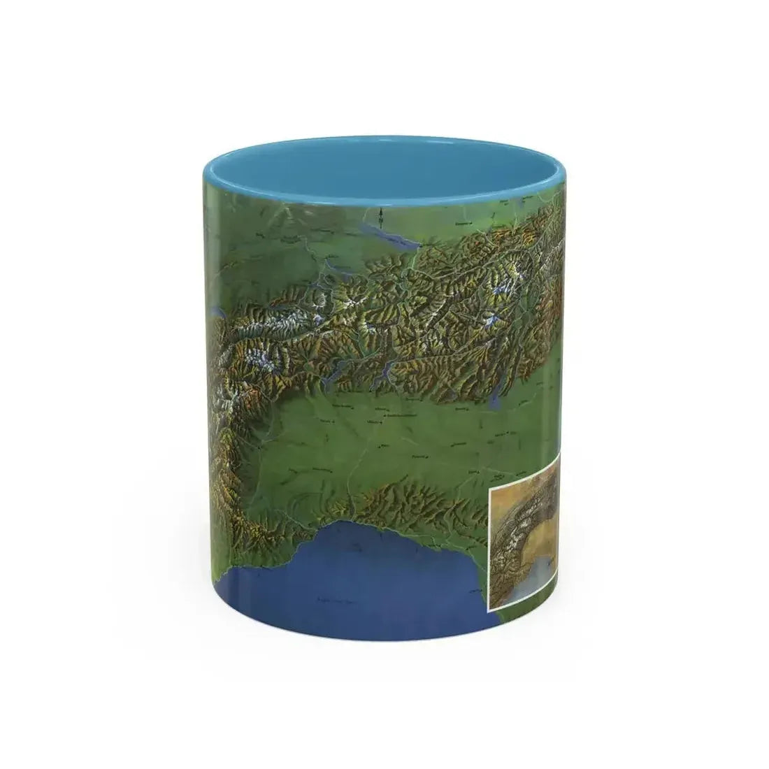 Alps, The - Europe's Backbone (1965) (Map) Accent Coffee Mug 11oz Light Blue - Go Mug Yourself