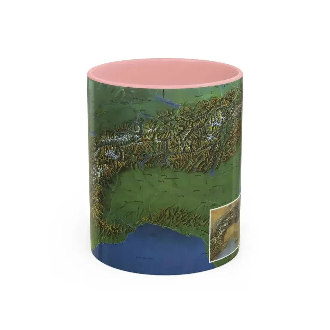 Alps, The - Europe's Backbone (1965) (Map) Accent Coffee Mug 11oz Pink - Go Mug Yourself