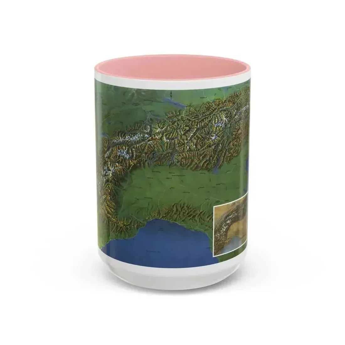 Alps, The - Europe's Backbone (1965) (Map) Accent Coffee Mug 15oz Pink - Go Mug Yourself