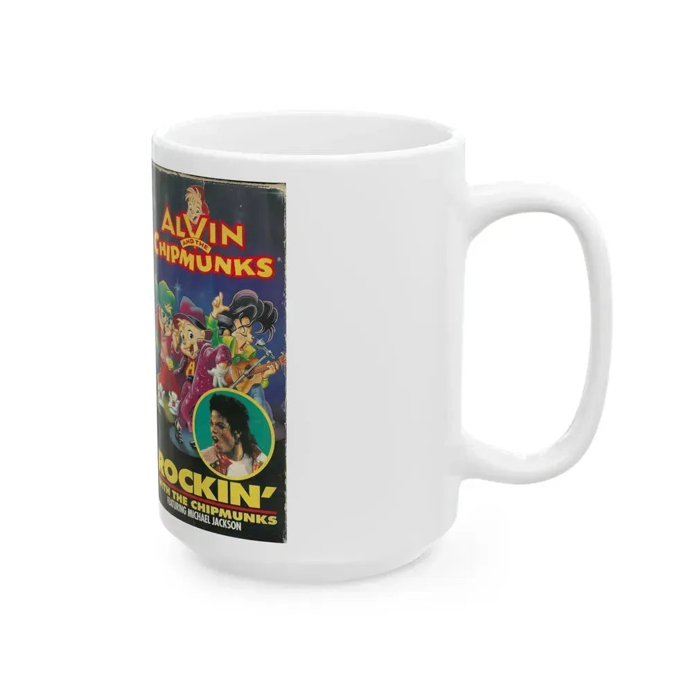 ALVIN AND THE CHIPMUNKS ROCKIN WITH THE CHIPMUNKS FEATURING MICHAEL JACKSON (VHS COVER) - White Coffee Mug - Go Mug Yourself
