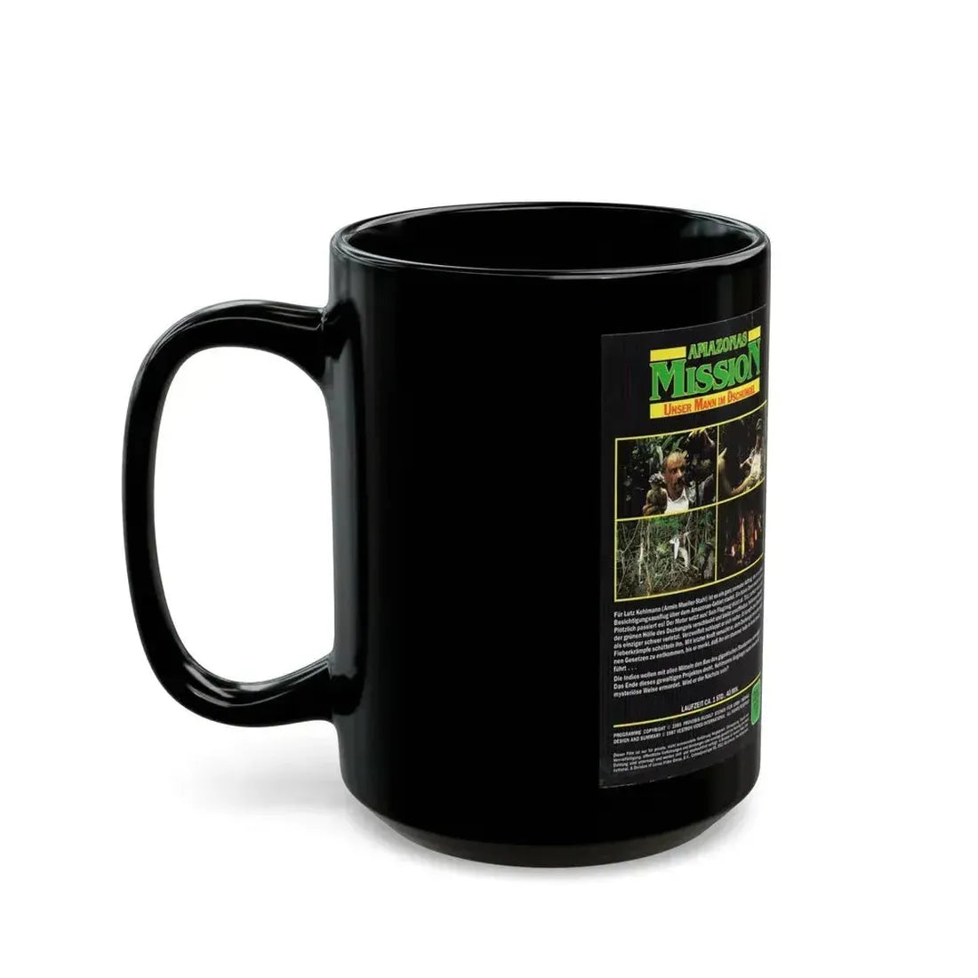 AMAZONAS MISSION (VHS COVER) - Black Coffee Mug - Go Mug Yourself